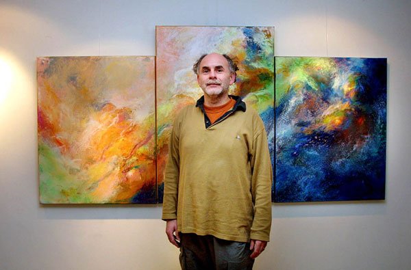 Nick Seijkens schildert met brem en bladgoud (2003)